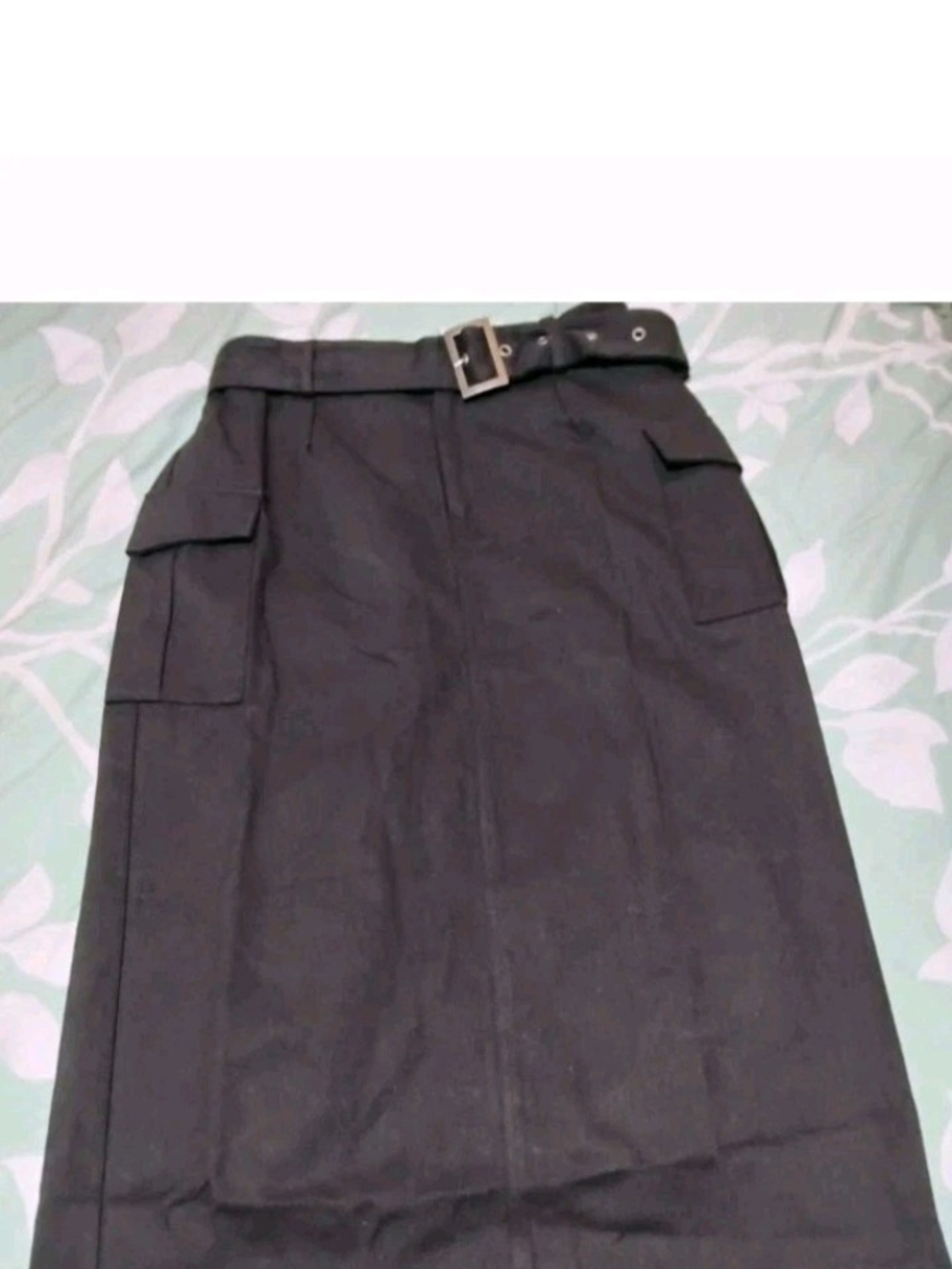 HYFVE Black Cargo Midi Skirt with Belted Waist NWOT